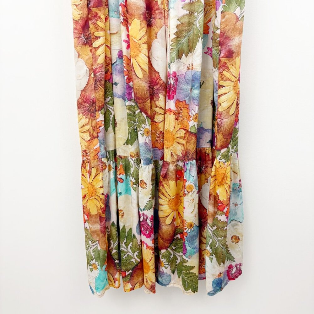 Anthropologie Floral Maxi Dress in Cream, Orange, Blue, Green - Picture 8 of 11